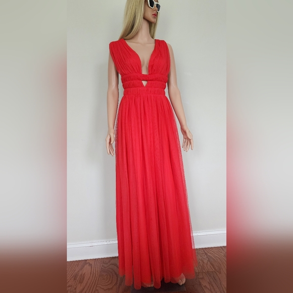 ASOS RED DRESS TULLE SZ.6 - Picture 1 of 16